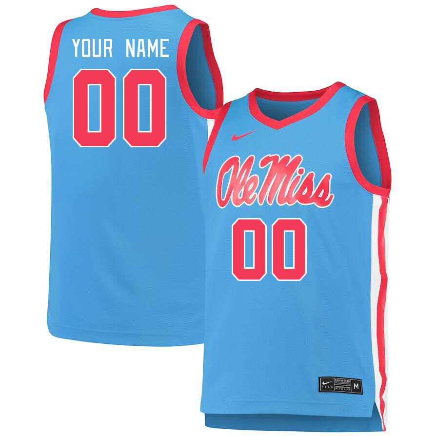 Custom Ole Miss Rebels Name And Number College Basketball Jerseys Stitched-Power Blue - Click Image to Close
